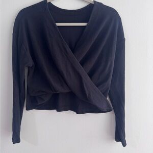 Athleta Black Long Sleeve Wrap Top
